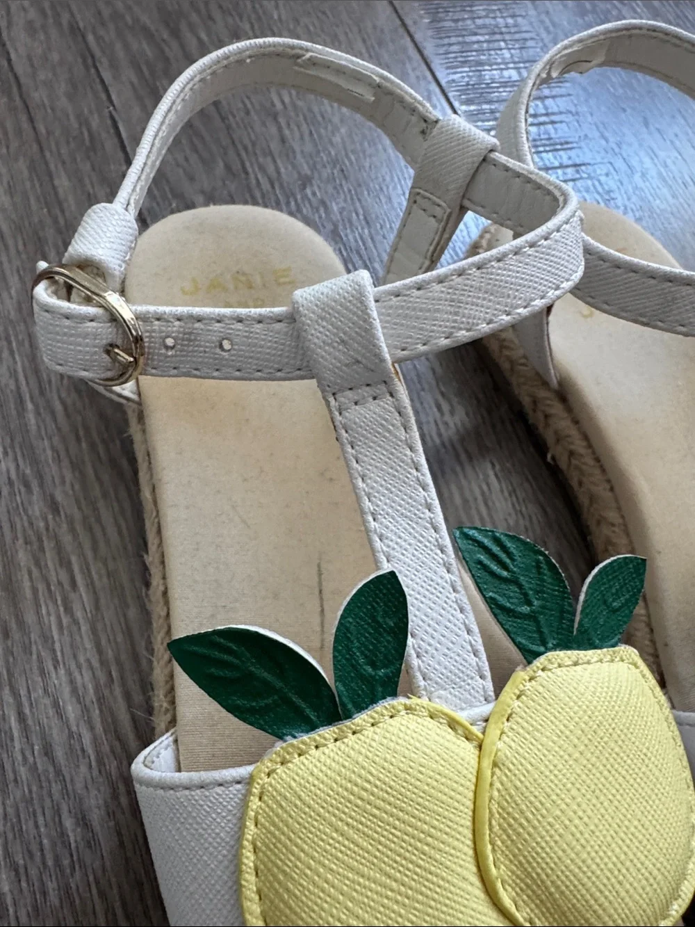 Janie and Jack Lemon Sandal - White Strap with Yellow Lemon Appliqués
